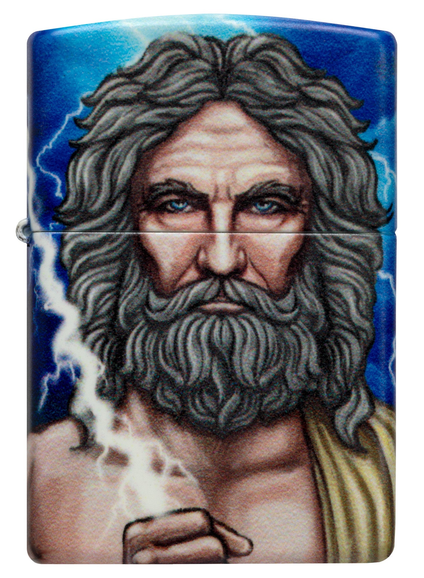 Front view of the Greek God Clash Design Glow in the Dark 540 Color Windproof Lighter.