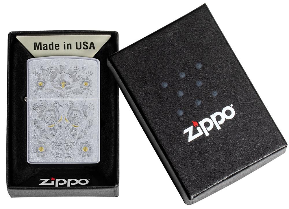 Painted Floral Satin Chrome Windproof Lighter – Zippo USA