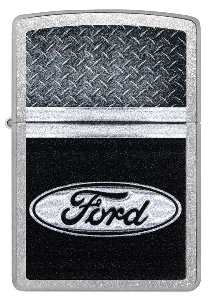 Zippo Ford Logo Diamond Plate Metal Design Street Chrome Windproof 