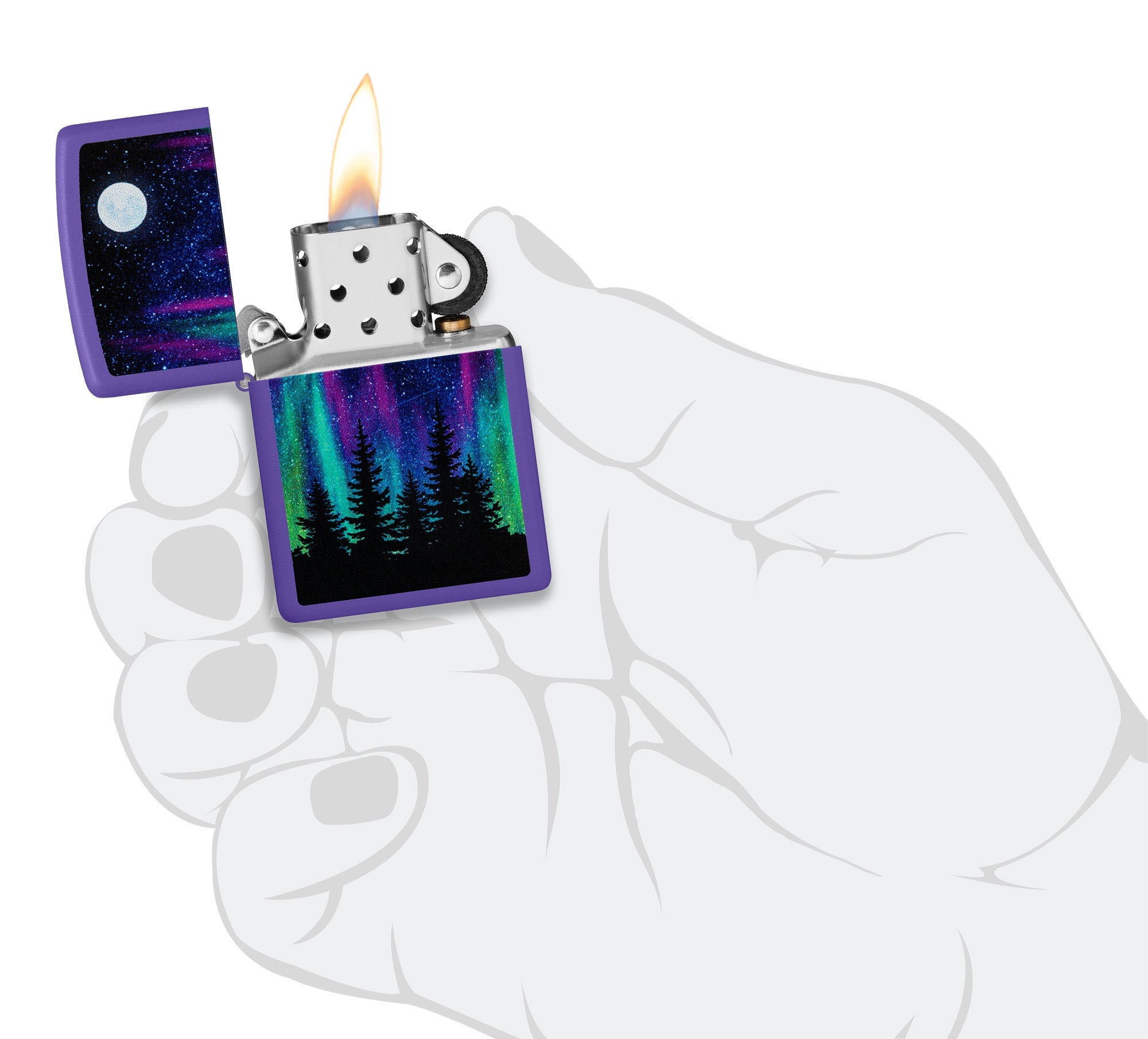 Zippo Northern Lights Design Purple Matte Windproof Lighter