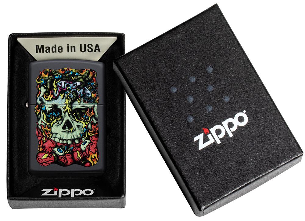 Lighter Innards Design Black Matte Windproof Lighter in its packaging