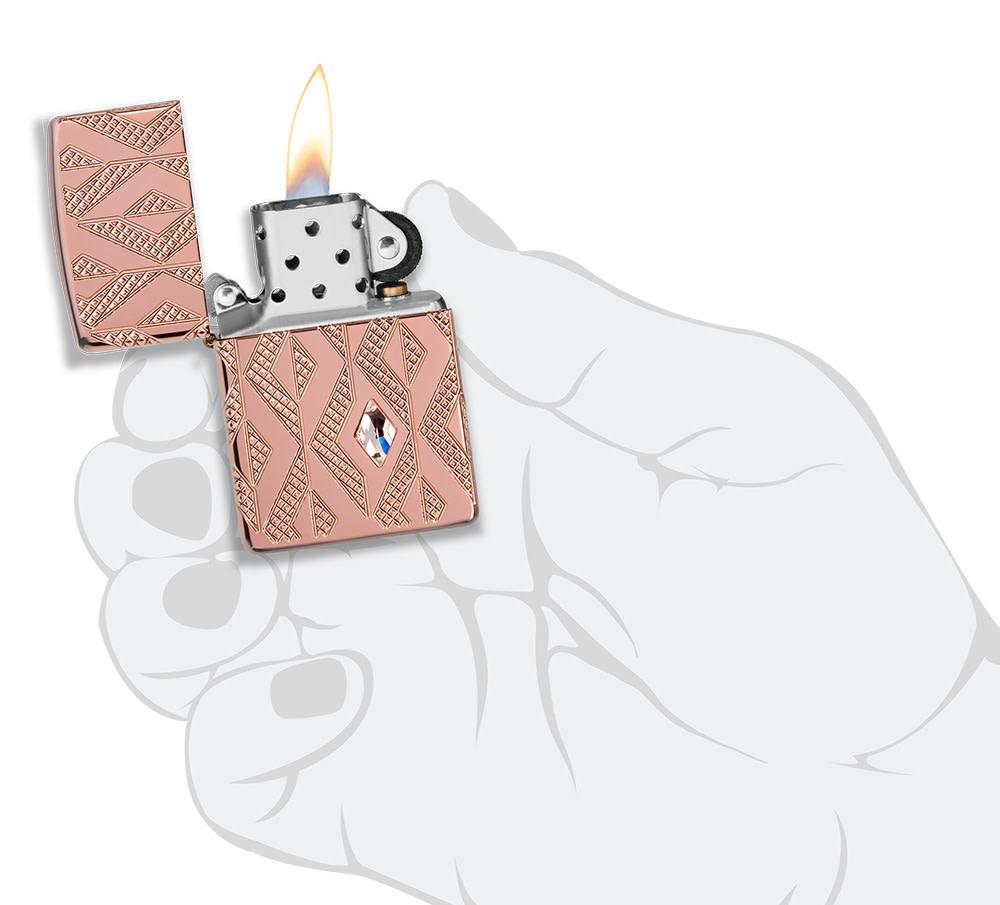 Zippo Lighter: Diamond Pattern, 2024 MultiCut Armor - Rose Gold