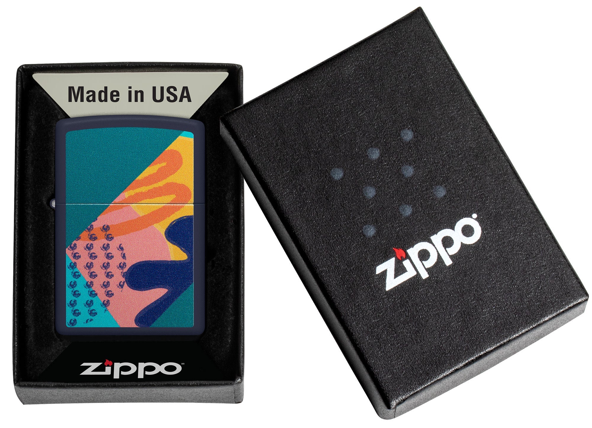 Zippo Retro Pattern Design Navy Matte Windproof Lighter